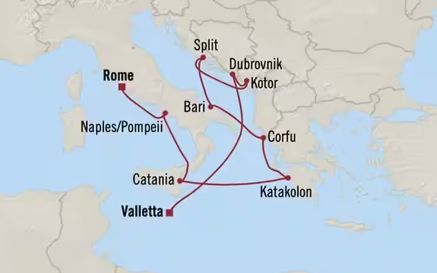 Oceania - Culinary Masters' Cruise Itinerary Map